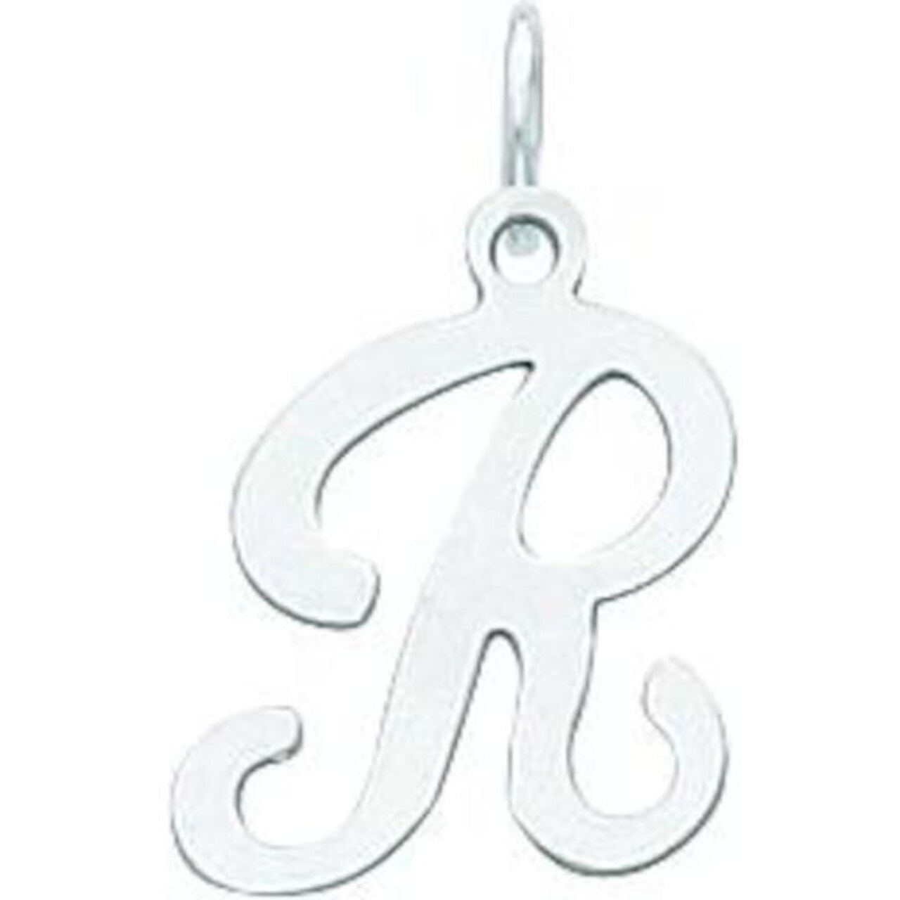 Sterling Silver Stamped Initial Letter R Charm Pendant Jewerly 20mm x 12mm